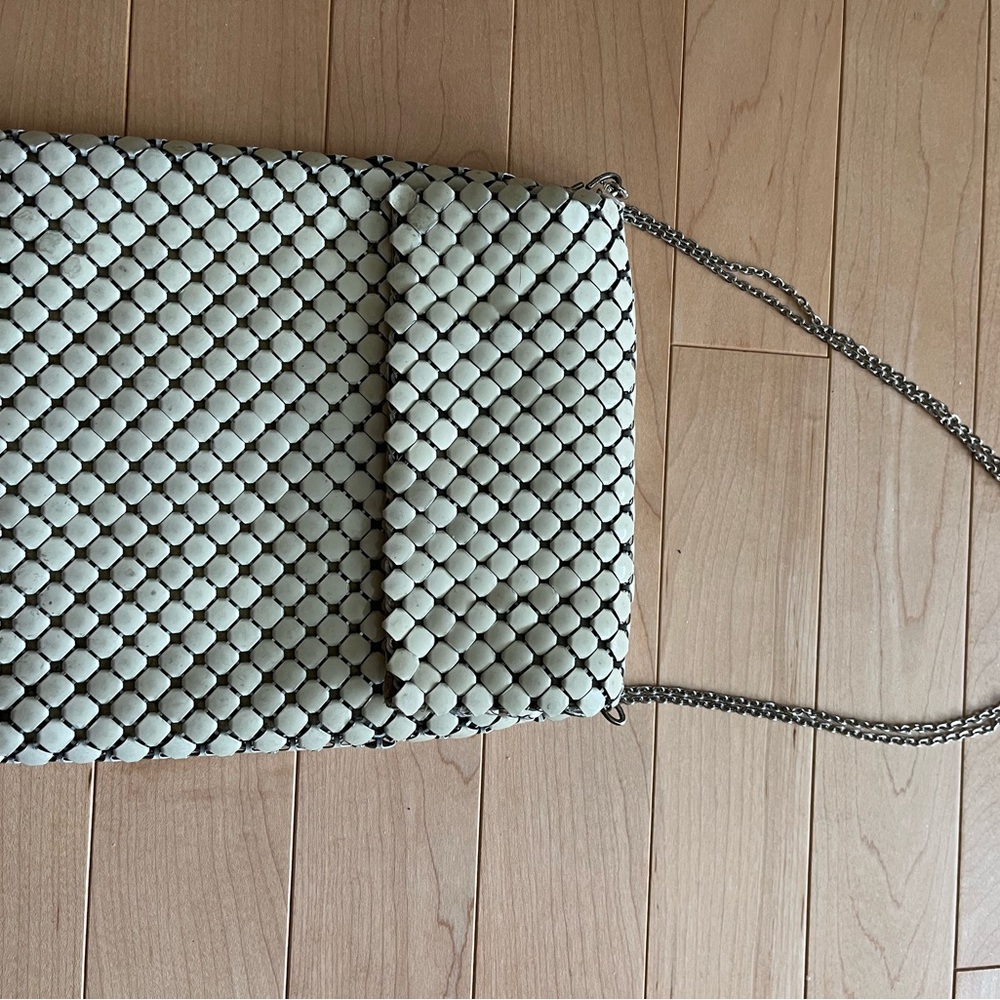 Antique Art Deco Woven Chain-Handle Shoulder Bag in Light Sage